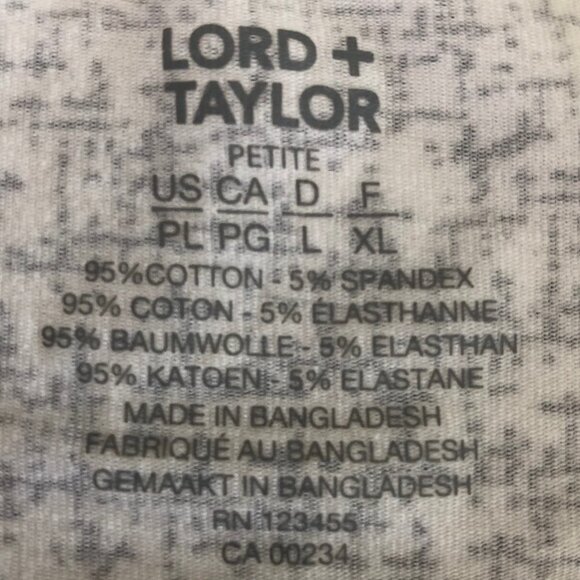 Lord + Taylor Petite Casual SS Crew Neck Cotton Print Top White + Black Sz LP - Picture 6 of 8